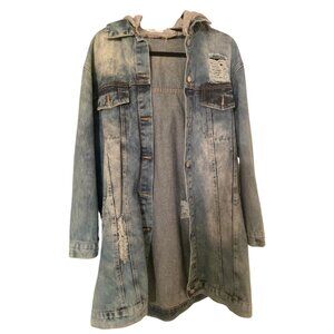Thirty 6 Point 5 Women's Distressed Denim Jacket with Hood | Medium